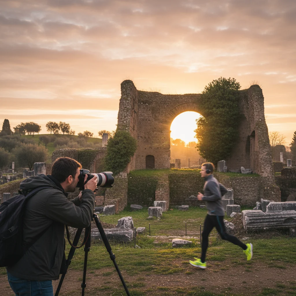 Beach with runner in background