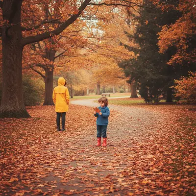 Before: Person removed from autumn path