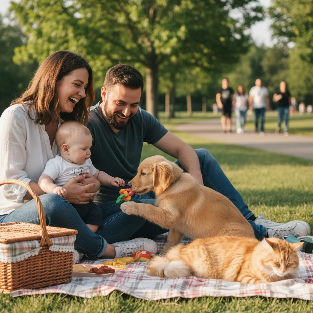 Gray sofa with black cat sitting on cushion