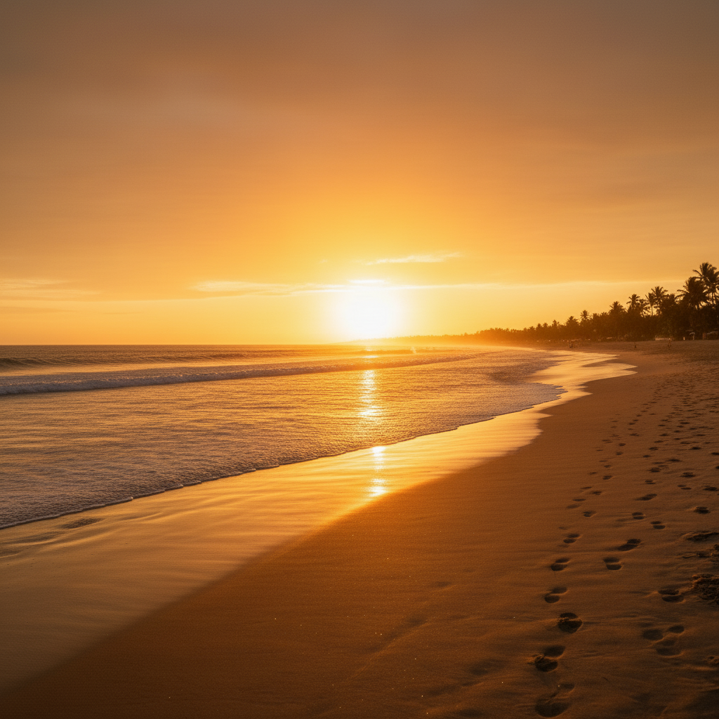 Clean beach sunset photo