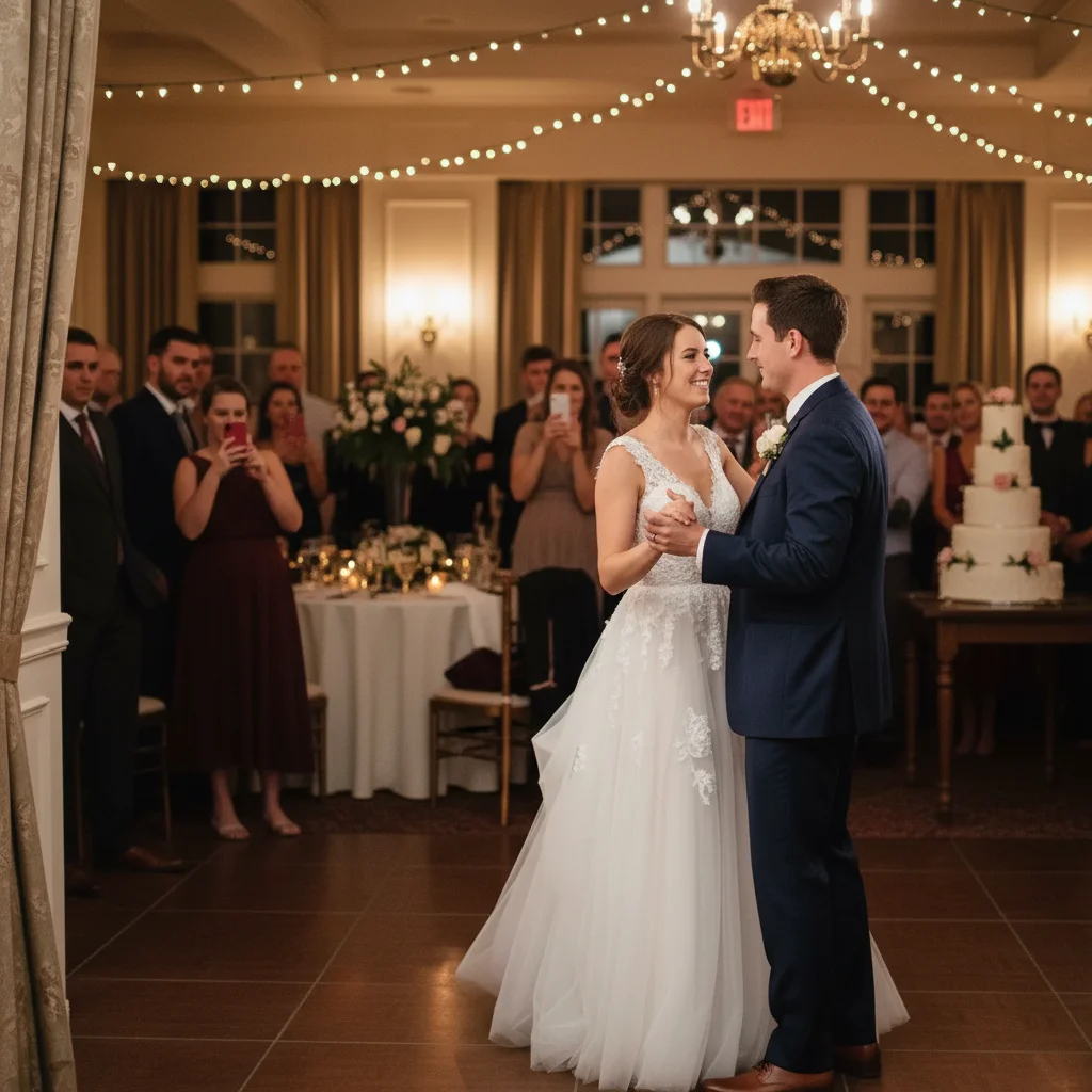 Clean wedding first dance photo