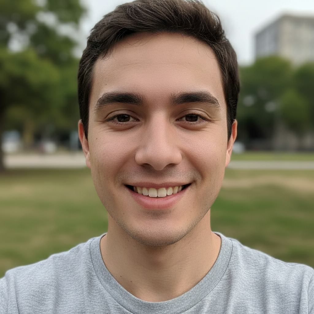 Selfie with clear forehead after pimple removal