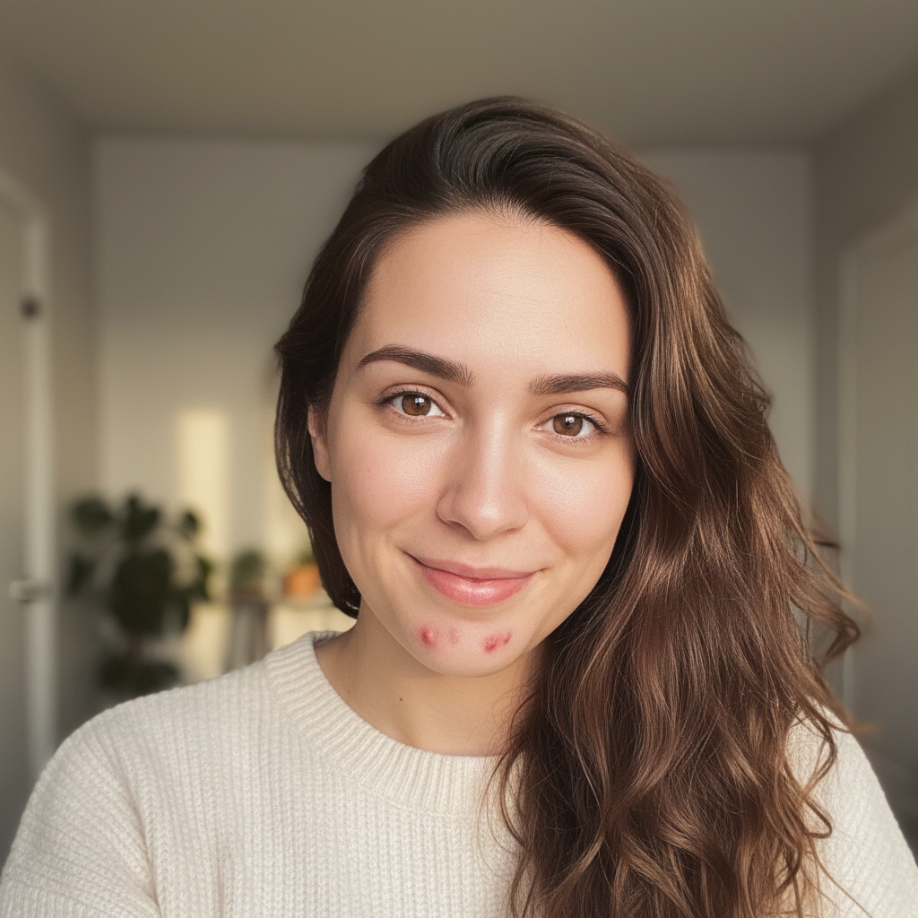 Portrait with clear chin after blemishes removed