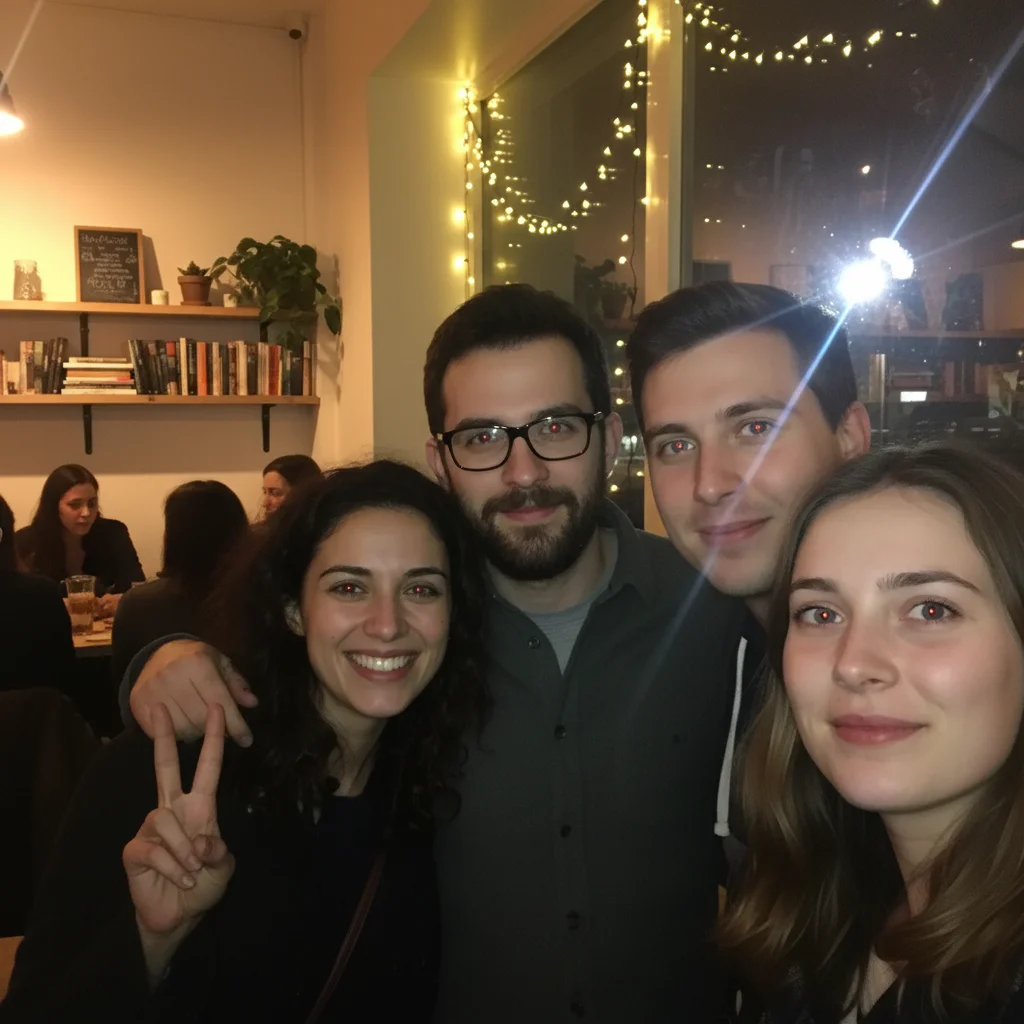 Same photo with all red eyes fixed, natural pupils