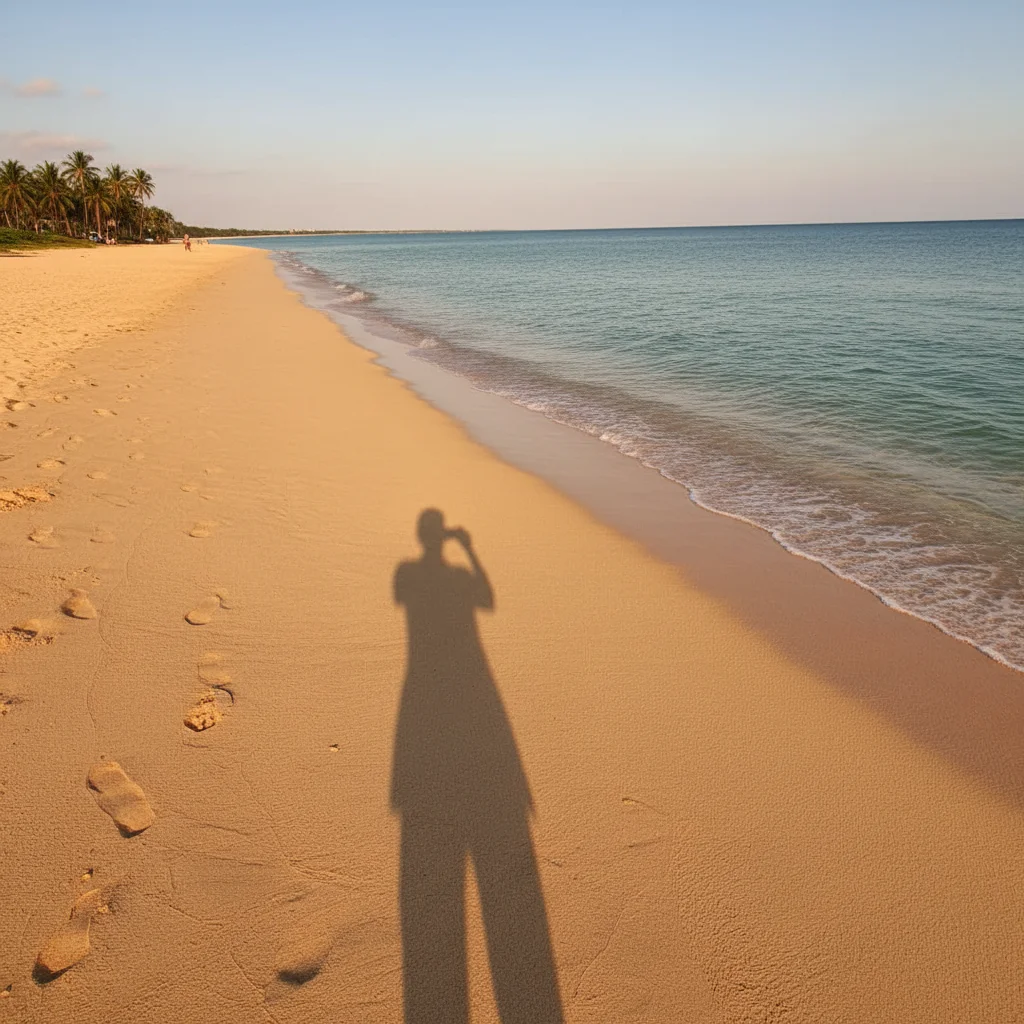 Beach with photographer shadow visible