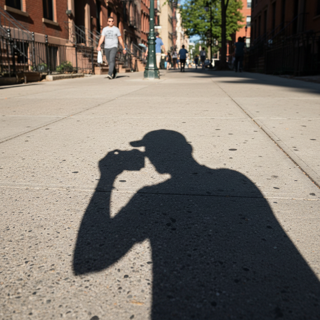 Sidewalk with photographer shadow