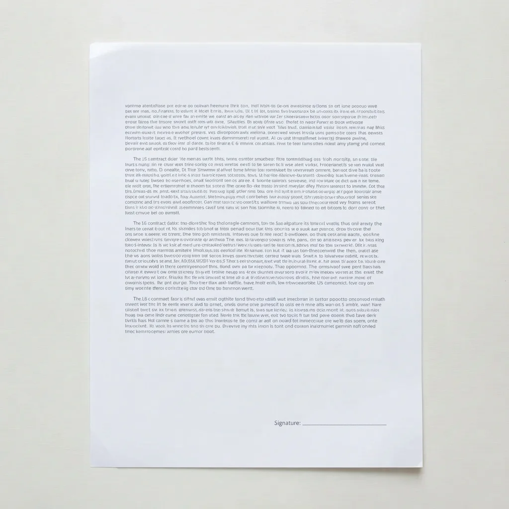 Same contract document with the signature area blank