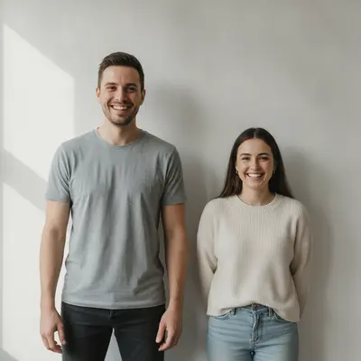 Before: Two-person photo trimmed to one