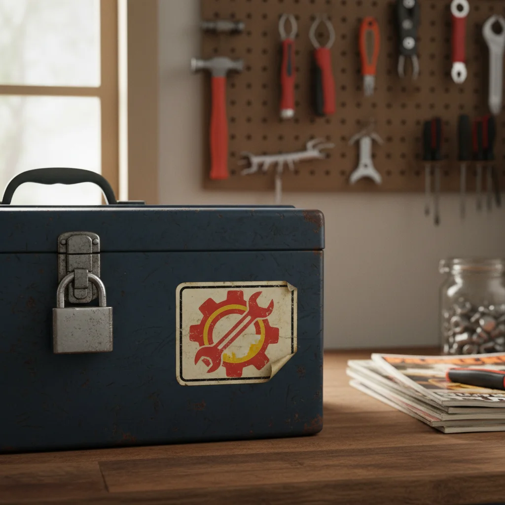 Silver laptop with multiple brand stickers on the lid