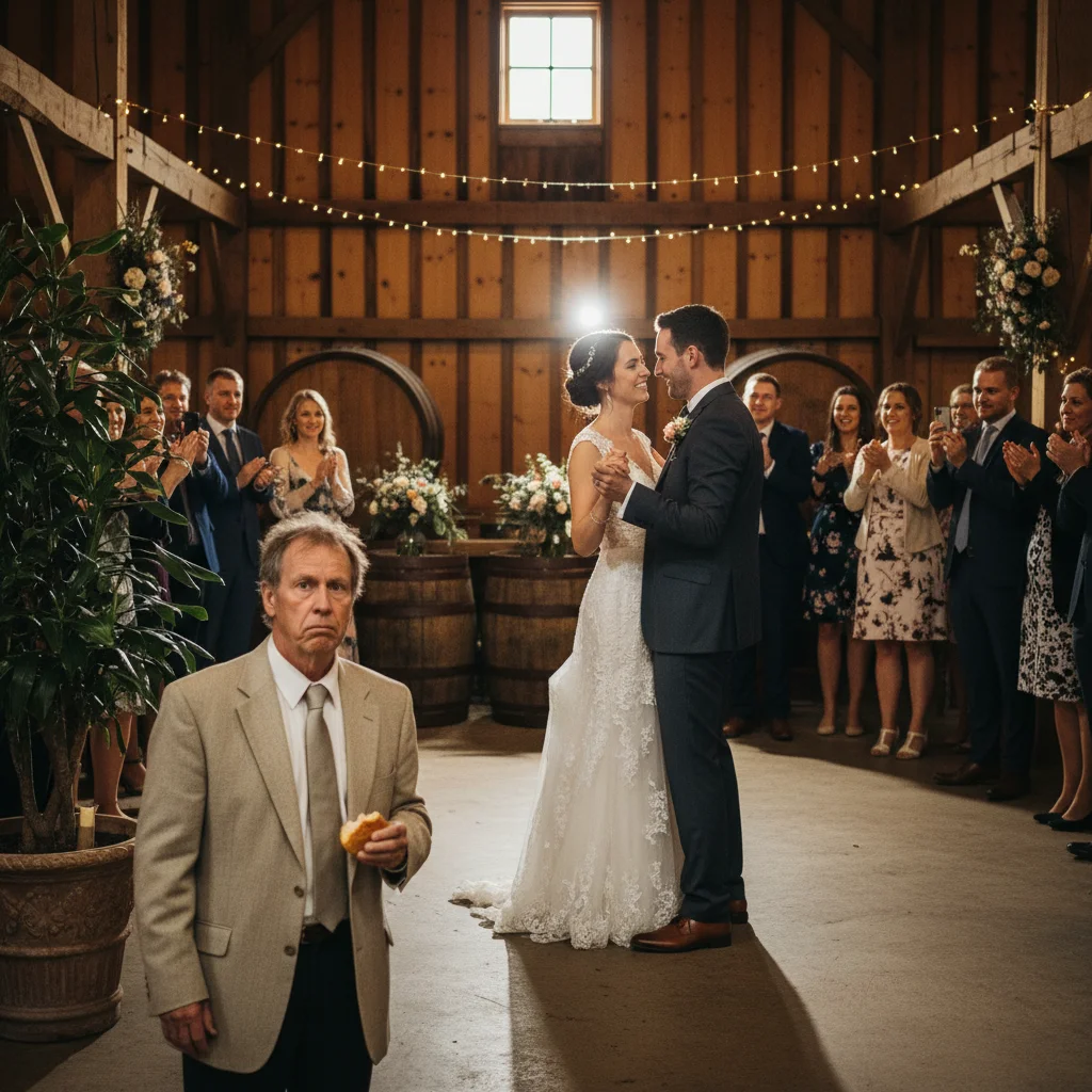 Wedding dance with guest on left