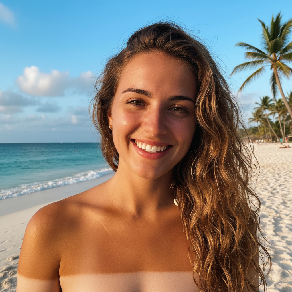 Shoulder with visible tan line