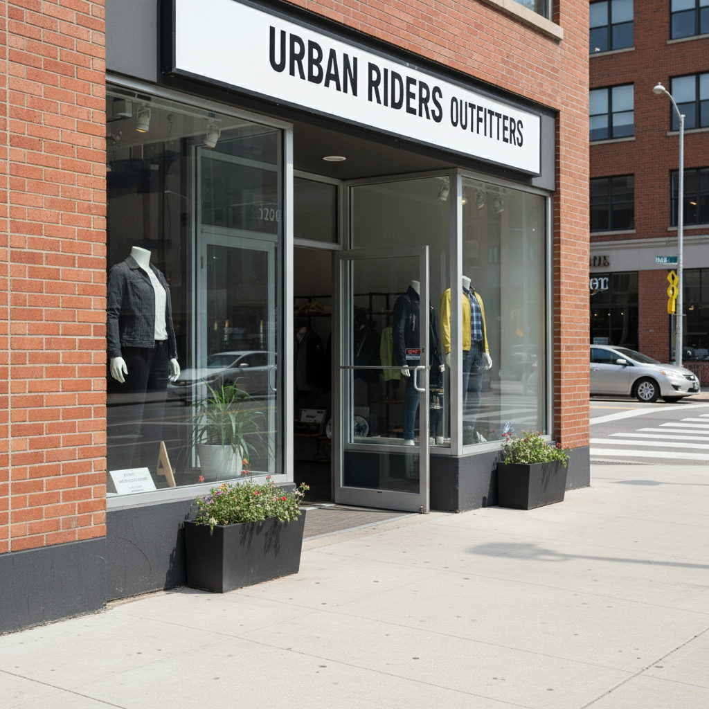 Clean storefront with motorcycle removed