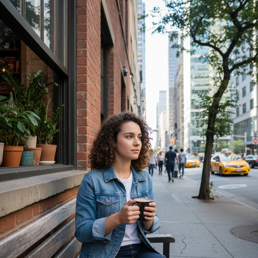 Professional-looking woman with messy home background visible