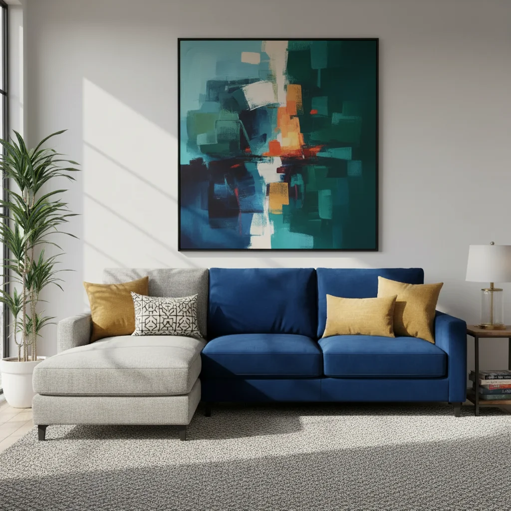 Same room with sage green walls creating fresh modern look