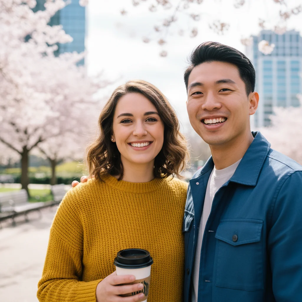 Man with awkward forced uncomfortable smile
