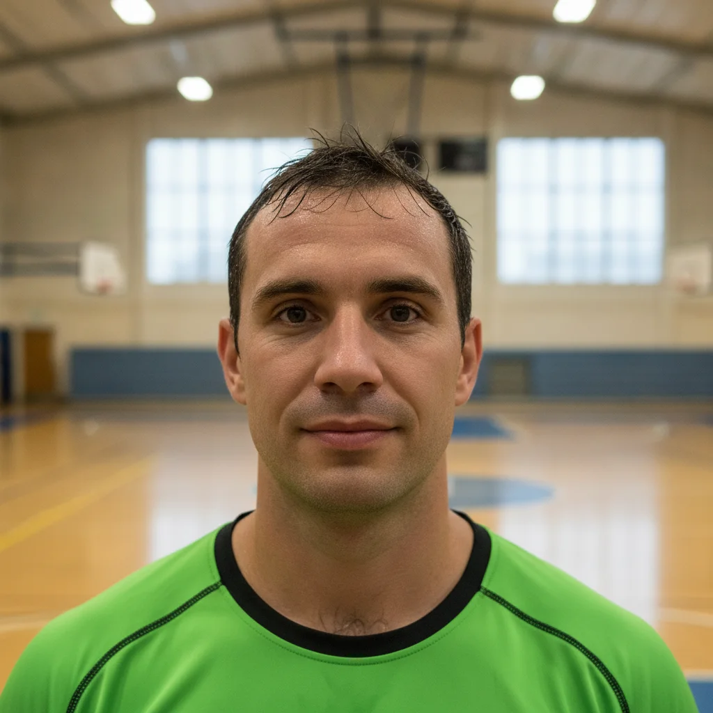 Reference photo of the same athlete facing the camera directly