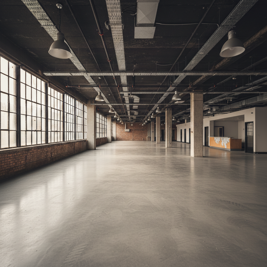 Same office with polished concrete floor