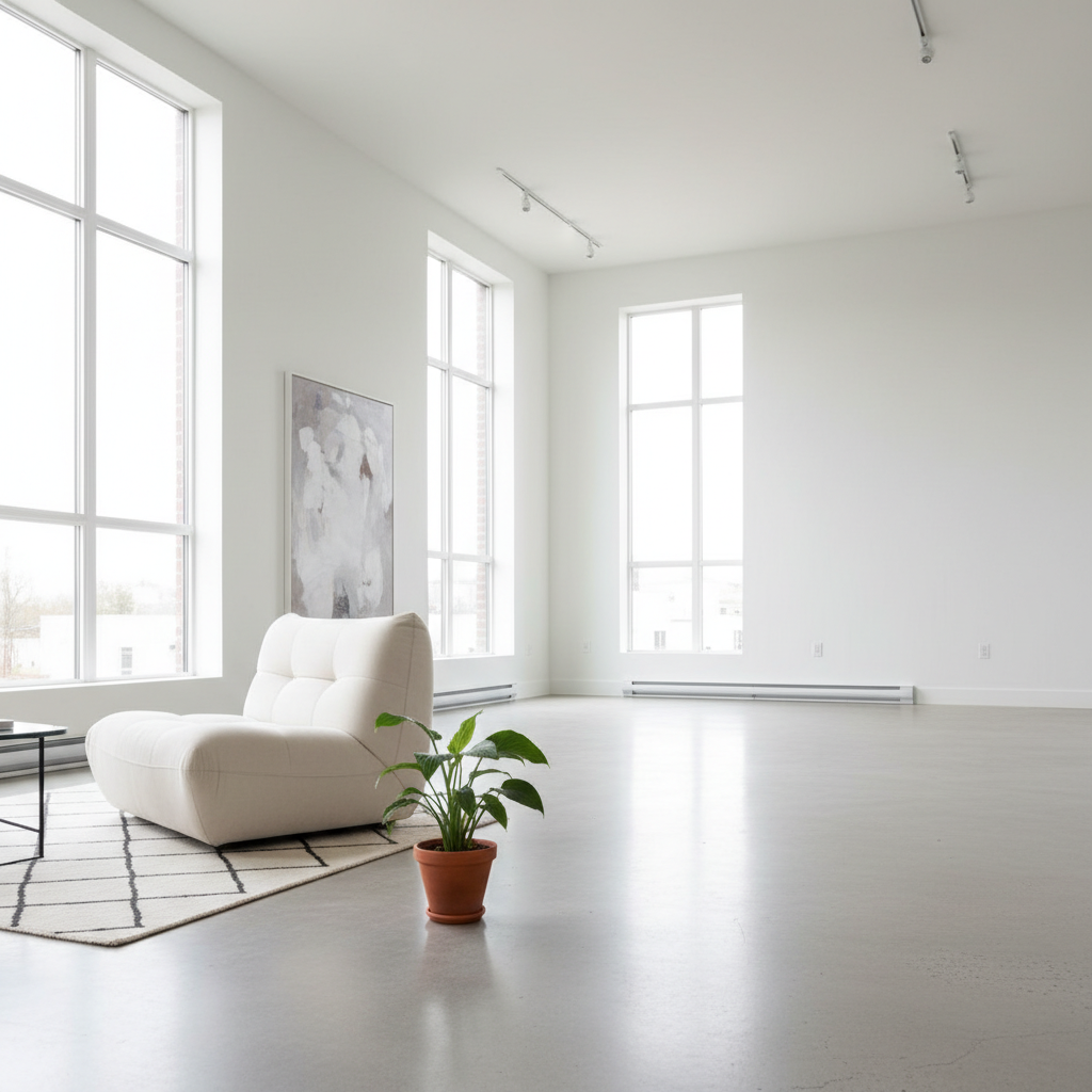 Room corner with small potted plant