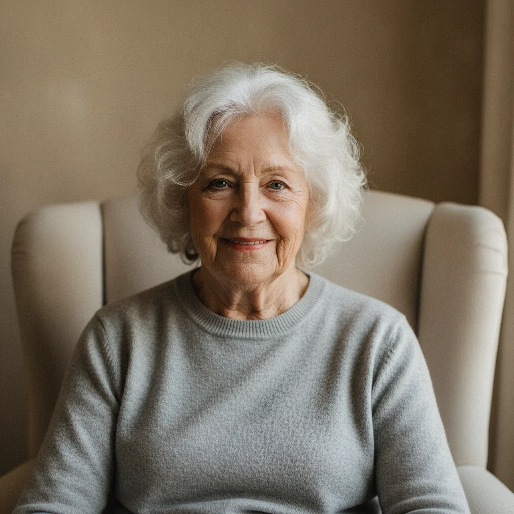 Reference portrait of the grandparent to be swapped into the family photo