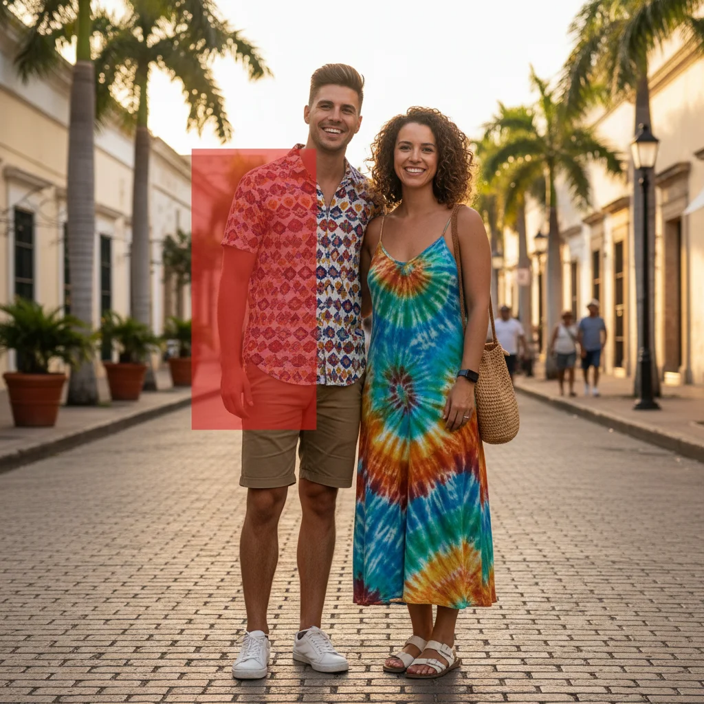 Two people outdoors with the left person to be replaced