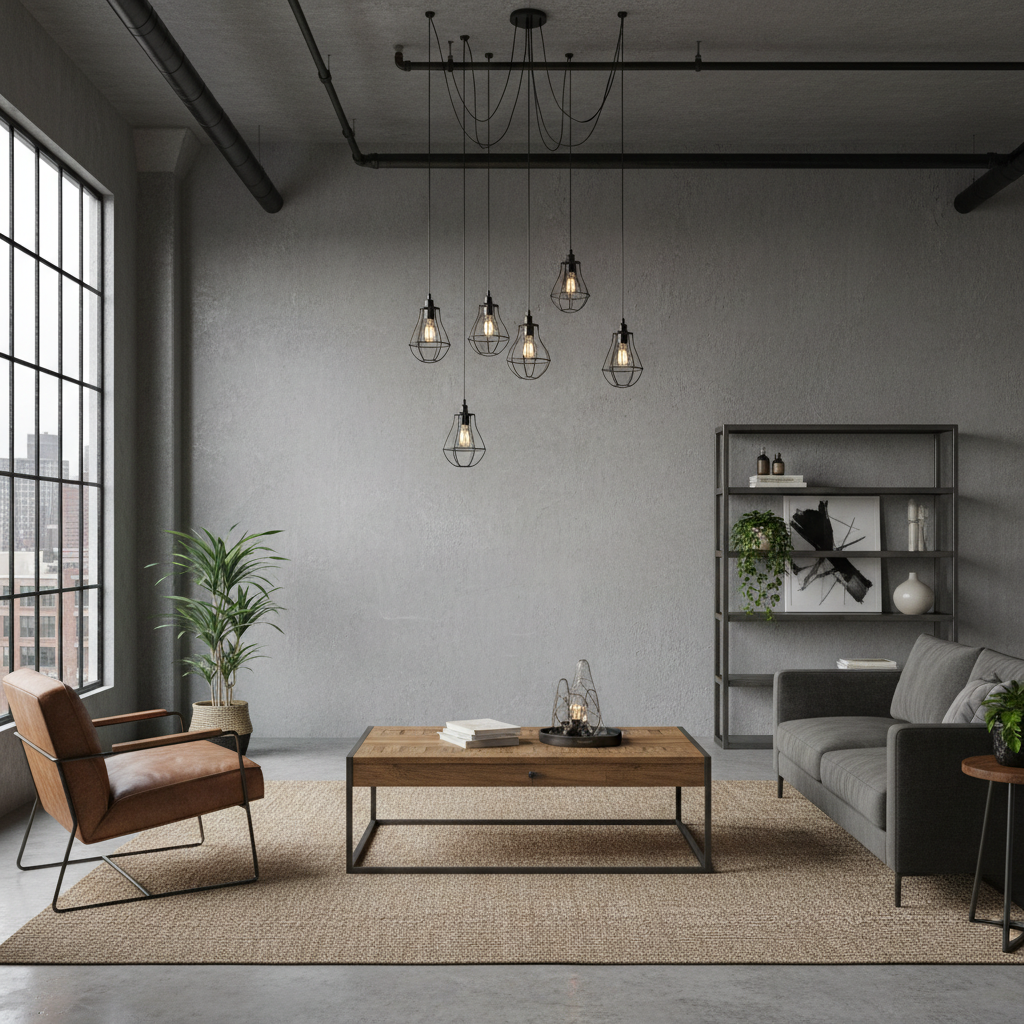 Loft room with plain gray wall