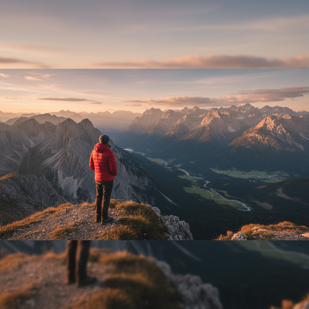 Wide panoramic travel photo at mountain overlook