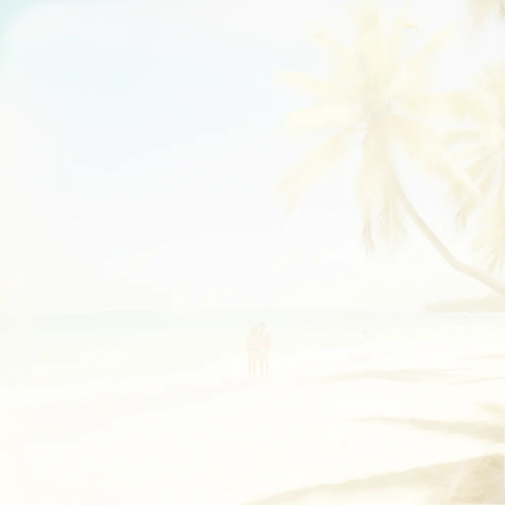 Severely bleached vacation beach photo with nearly all color washed out