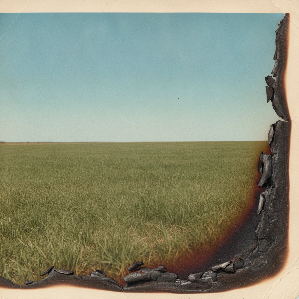 Old photo with a scorched, charred corner