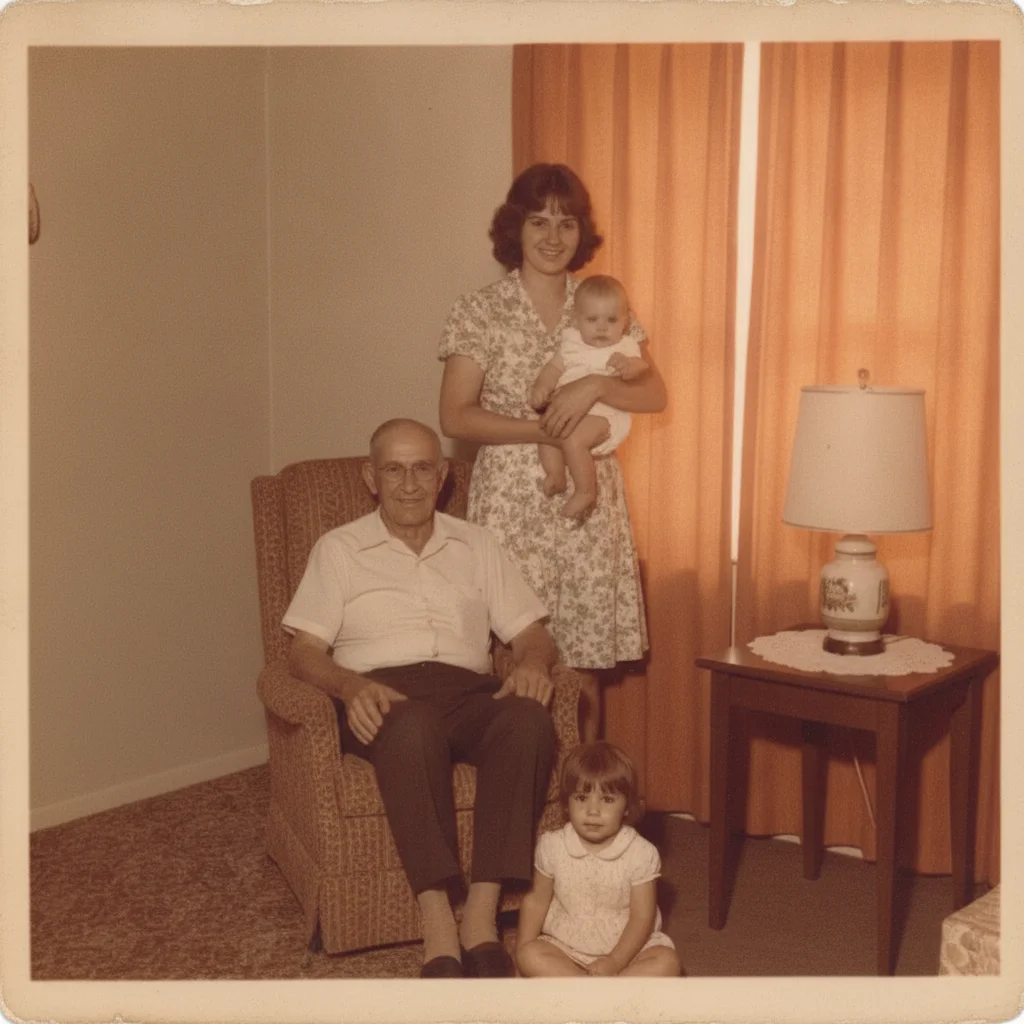 Old photo restored with the mildew-stained area rebuilt