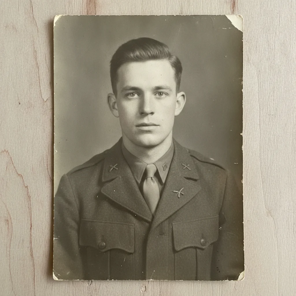Faded old military service portrait photo