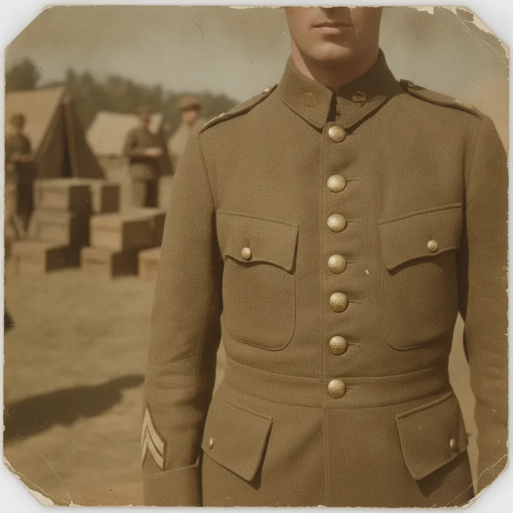 Military photo restored with the scratches removed and insignia preserved