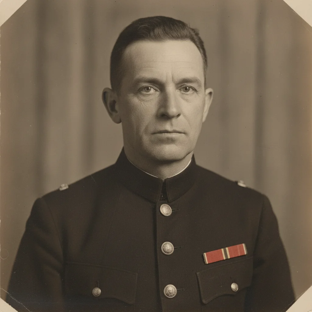 Military photo restored with the stain removed near the face