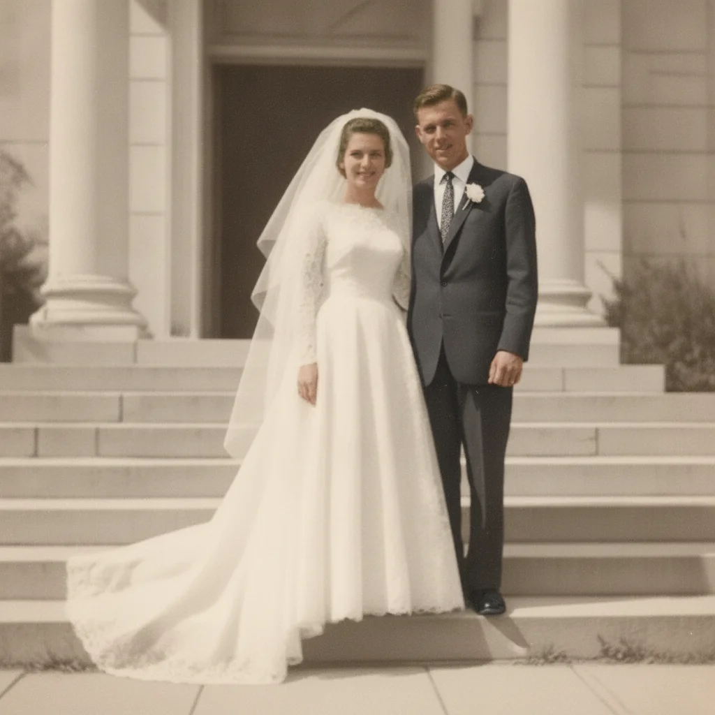 Wedding portrait restored with natural contrast and color
