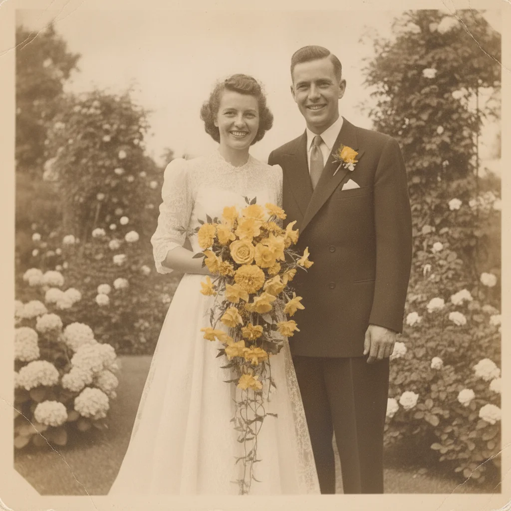 Wedding photo restored with the stain removed