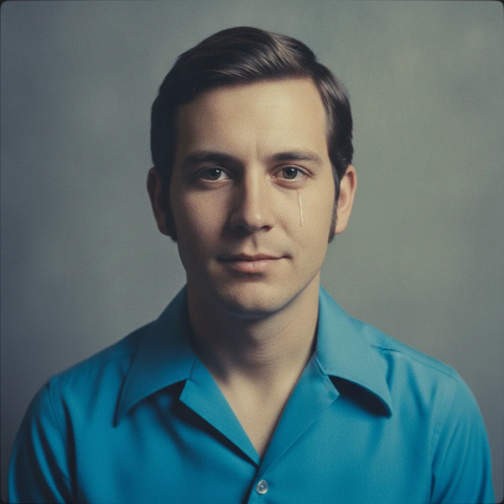 Portrait photo with a tear near the subject's face