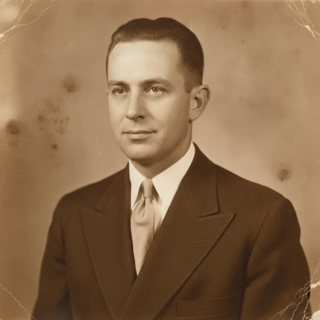 Black and white portrait yellowed to a heavy sepia-brown tone