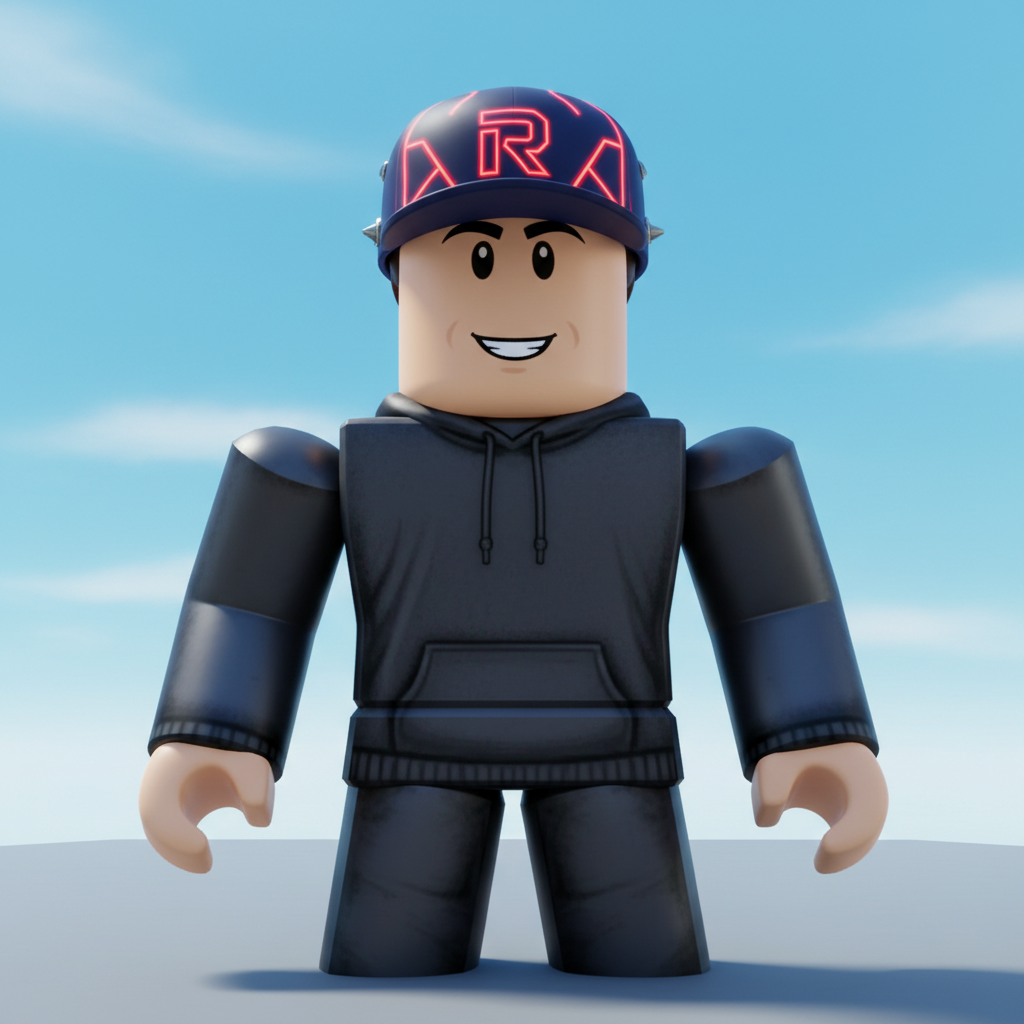 Same teen as Roblox character with hat accessory