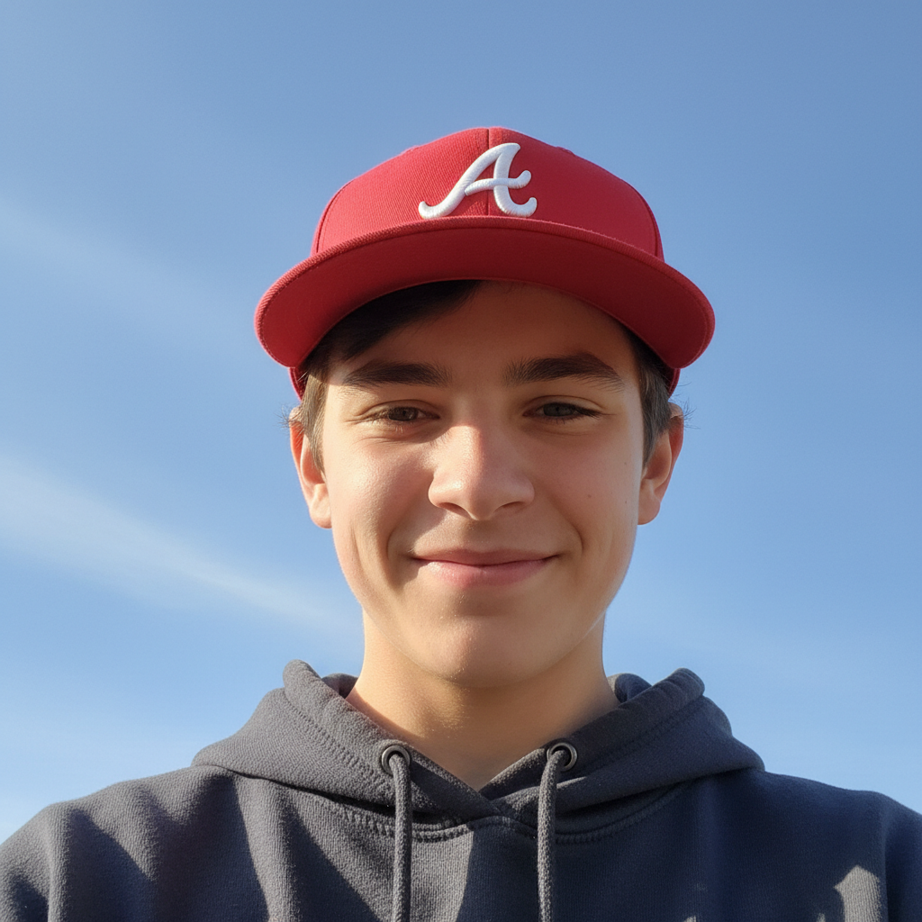 Teenage boy wearing baseball cap