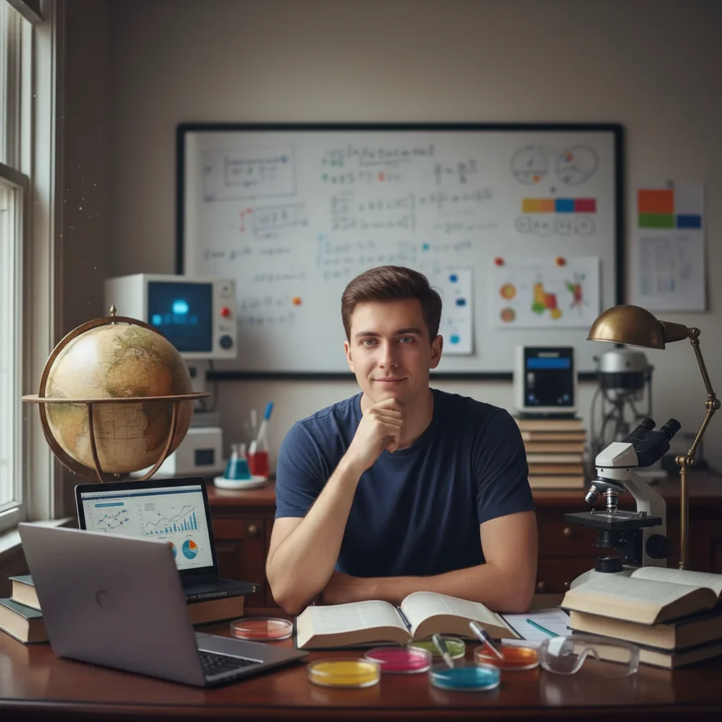 Academic professional photo conveying scholarly capability and research dedication