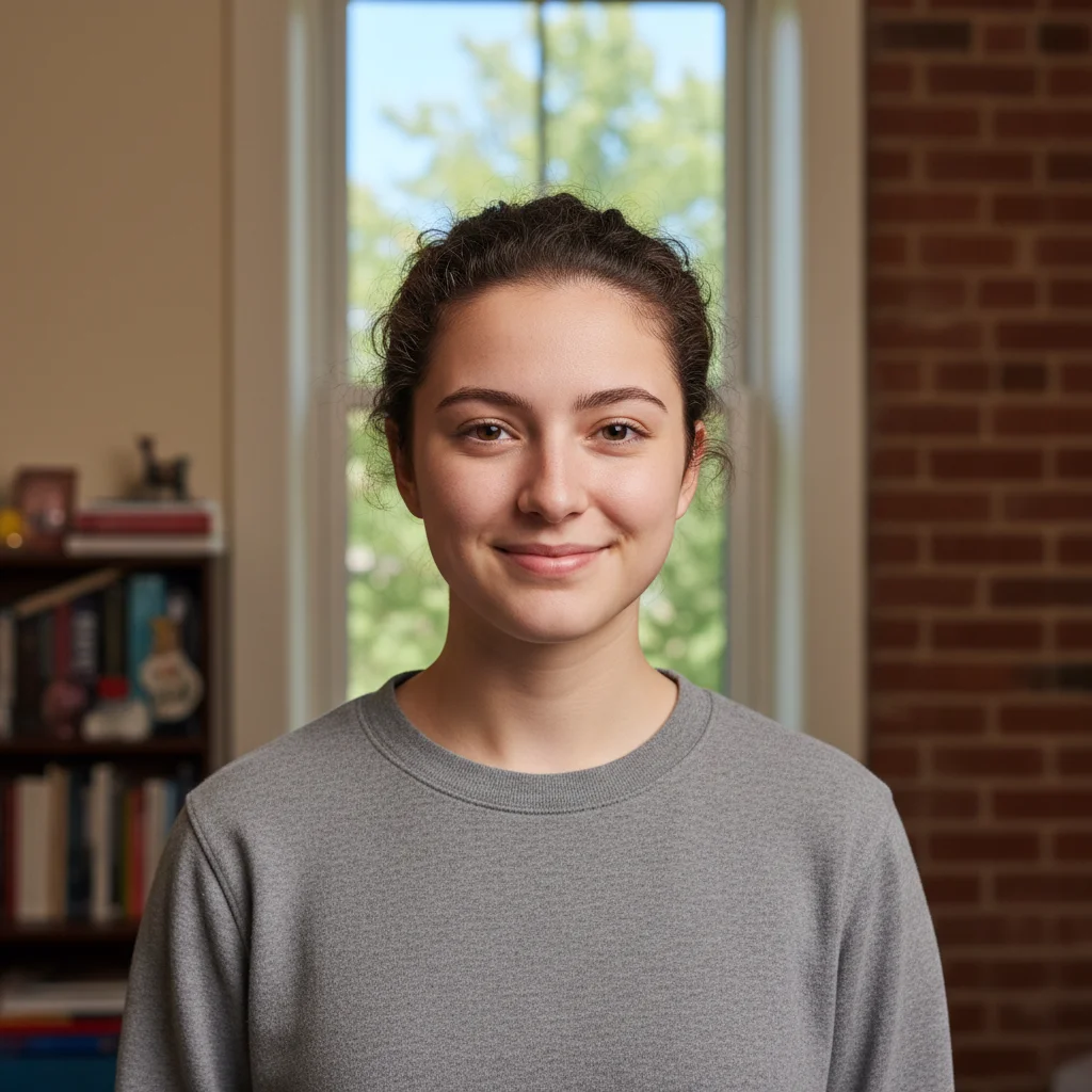 Student portrait with grey mottled background