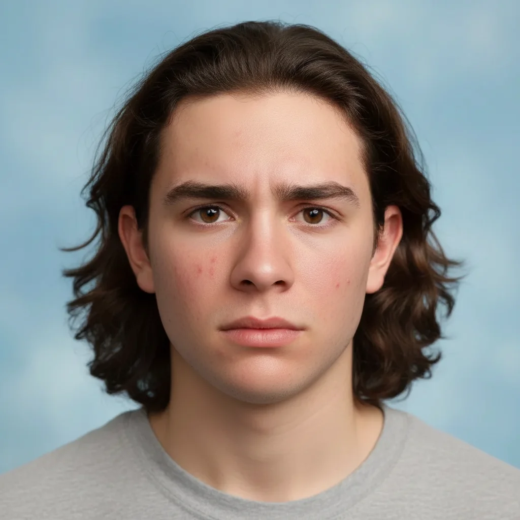 Same student with clear but natural-looking skin