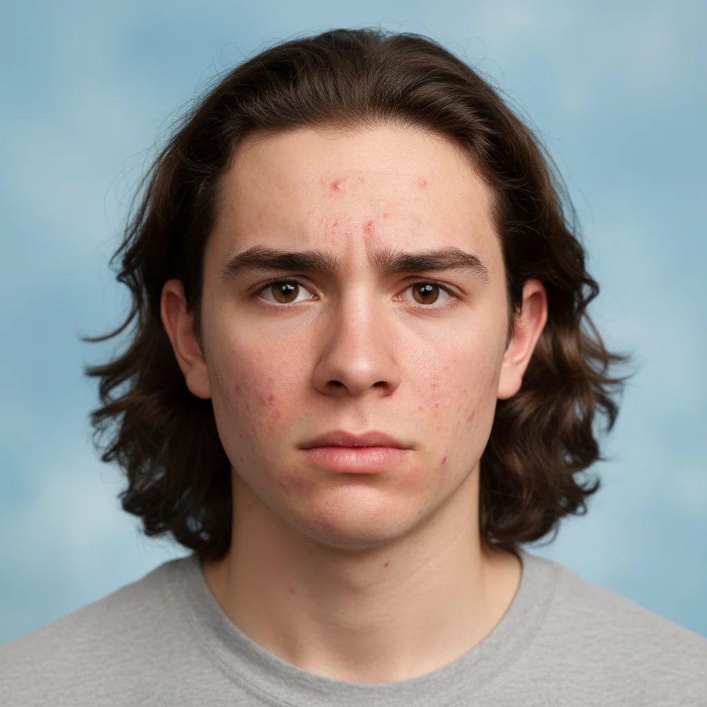 Student with visible acne