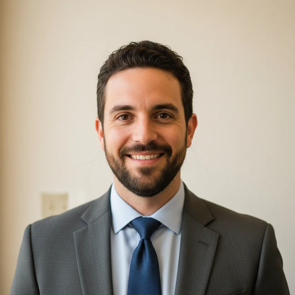 Student with harsh shadows from overhead lighting