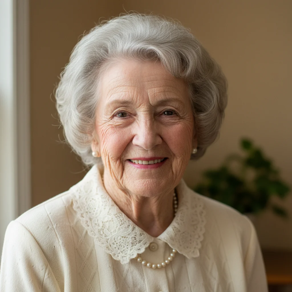 Grandmother's portrait with natural age lines visible