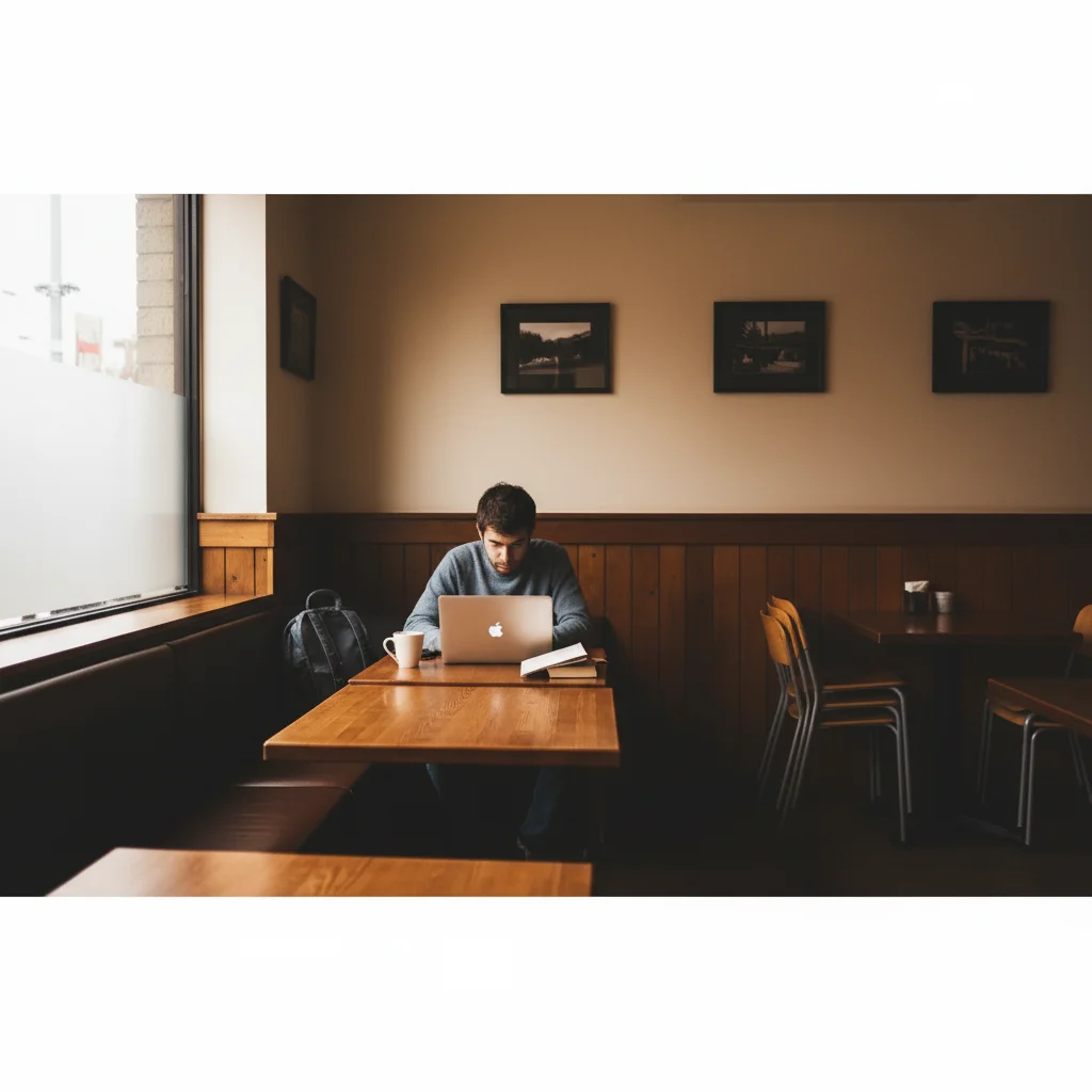 Same cafe photo with warm, vibrant colors