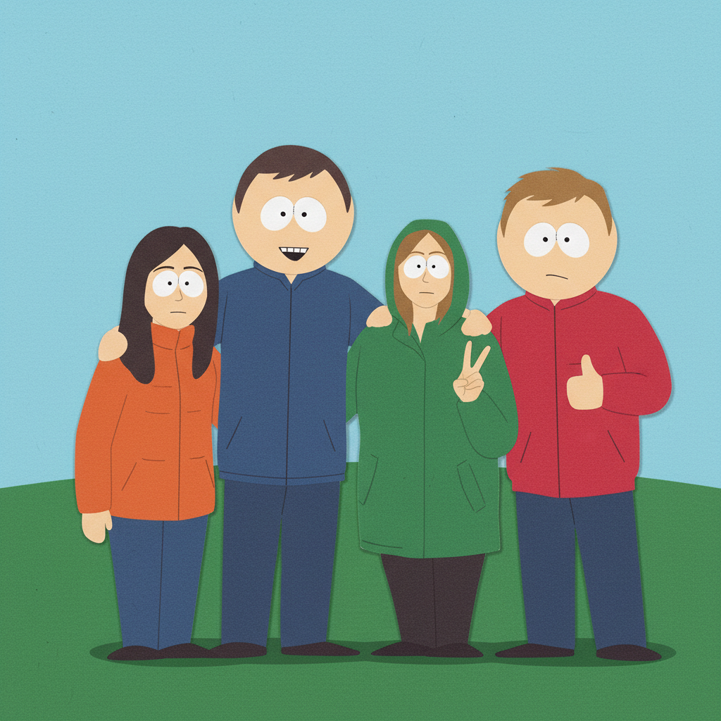 Same four friends as South Park construction paper characters