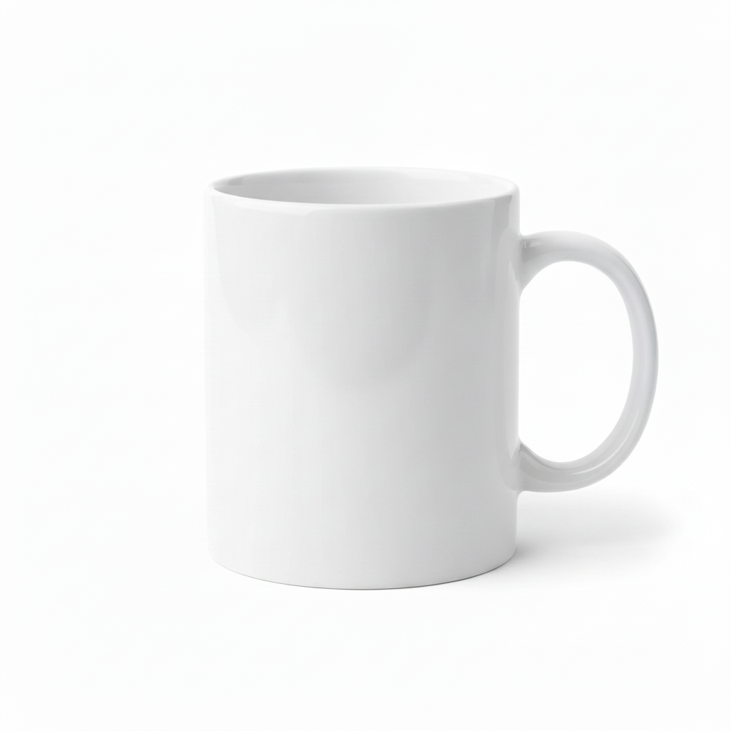 Same mug with price sticker removed and surface filled cleanly