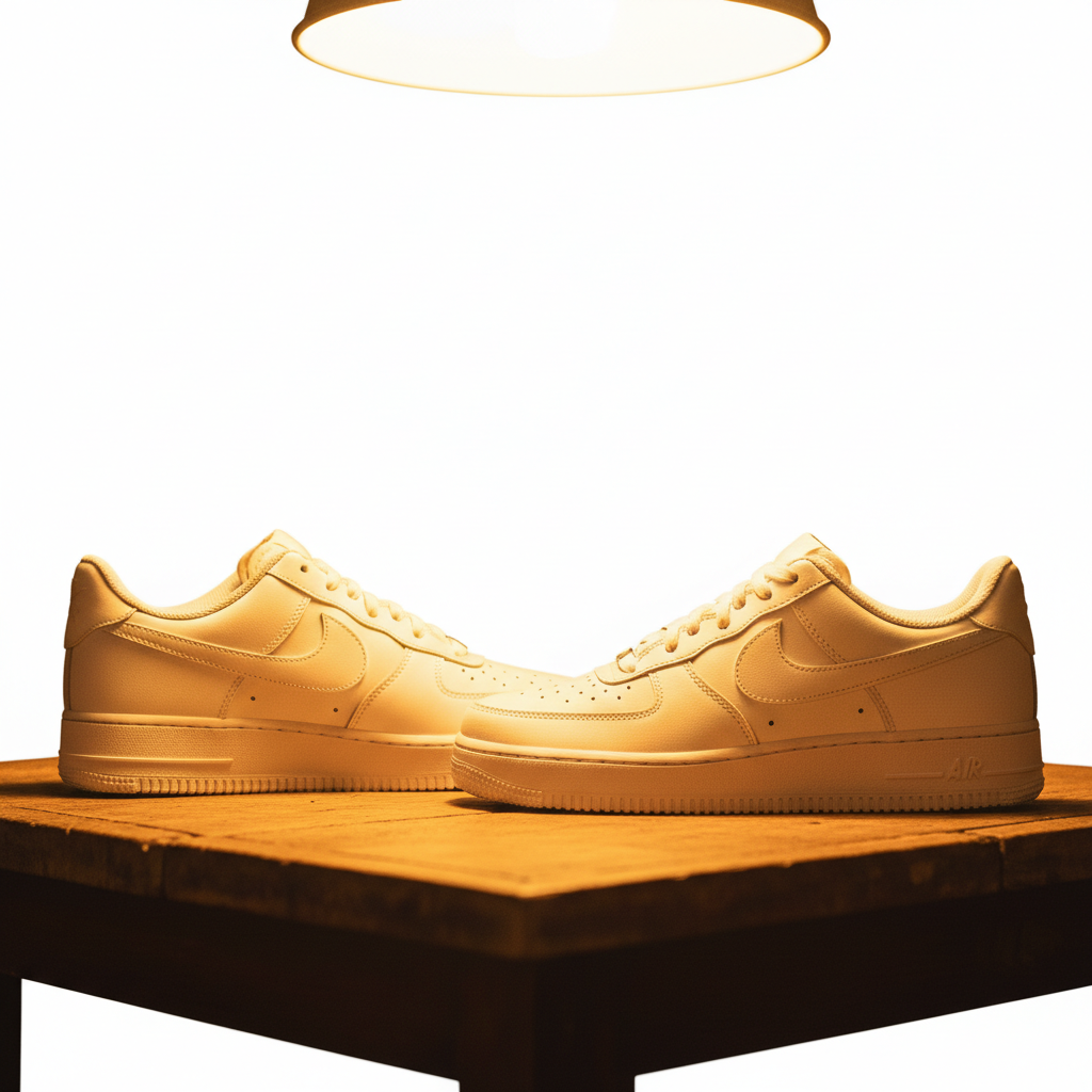 True white Air Force 1s on clean white background