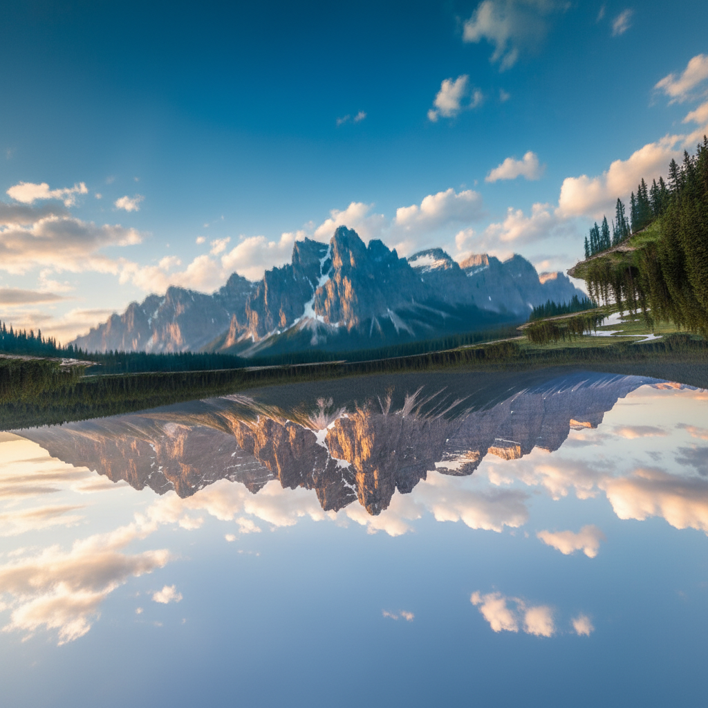 Same landscape with level horizon