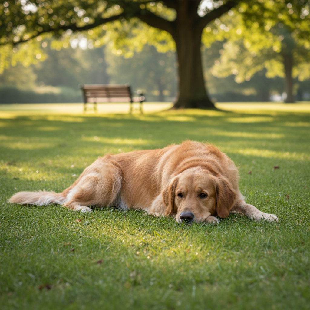 Park scene and dog photo as separate images
